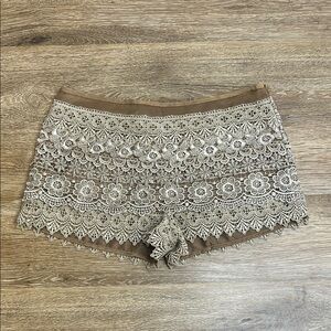 Sans Souci Crochet Lace Shorts Brown Boho Festival Chic Size M